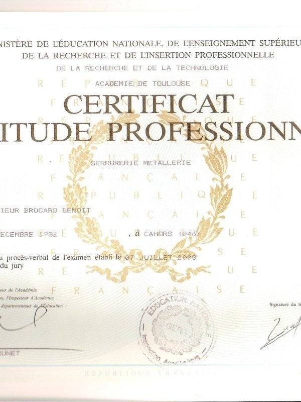 Diplome du CAP